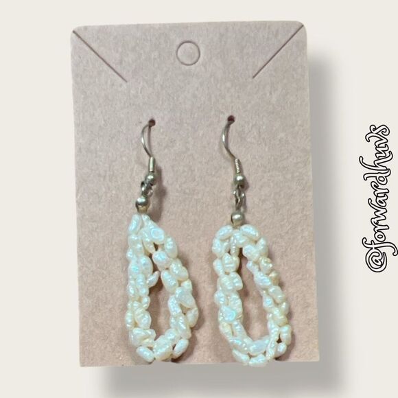 Triple-Strand Twisted Potato Pearl Earrings – Elegant and Distinctive - Picture 7 of 9